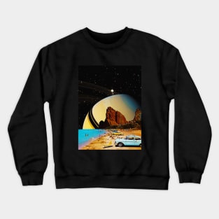 Vacation Days - Space Collage, Retro Futurism, Sci Fi Crewneck Sweatshirt